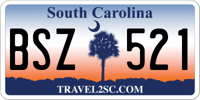 SC license plate BSZ521