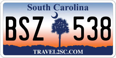 SC license plate BSZ538