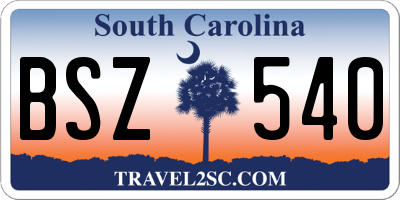 SC license plate BSZ540