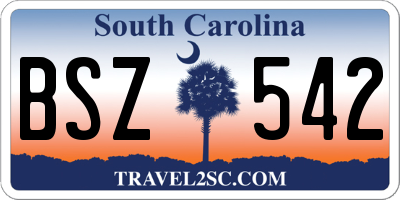 SC license plate BSZ542