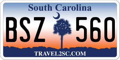 SC license plate BSZ560