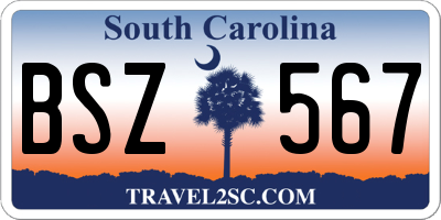 SC license plate BSZ567