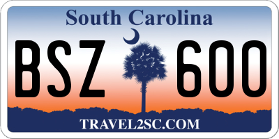 SC license plate BSZ600