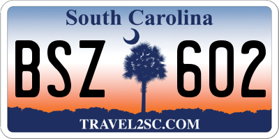 SC license plate BSZ602