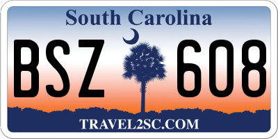 SC license plate BSZ608