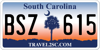 SC license plate BSZ615