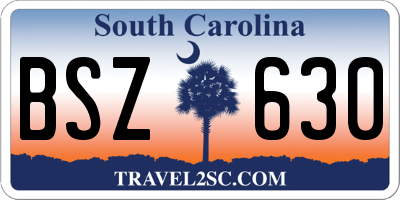 SC license plate BSZ630