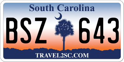 SC license plate BSZ643