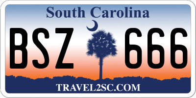 SC license plate BSZ666