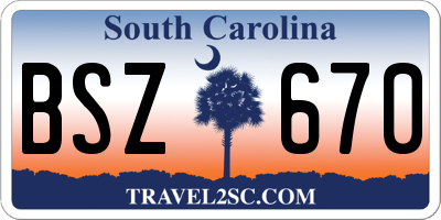 SC license plate BSZ670
