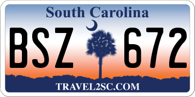 SC license plate BSZ672