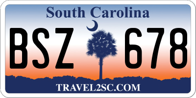 SC license plate BSZ678