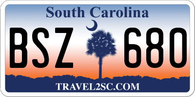 SC license plate BSZ680