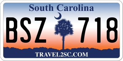 SC license plate BSZ718
