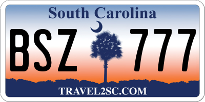 SC license plate BSZ777