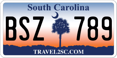 SC license plate BSZ789