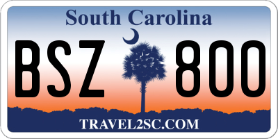 SC license plate BSZ800