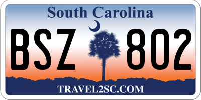SC license plate BSZ802