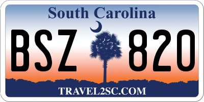 SC license plate BSZ820