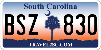 SC license plate BSZ830