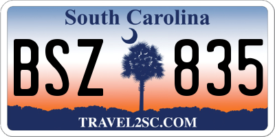 SC license plate BSZ835