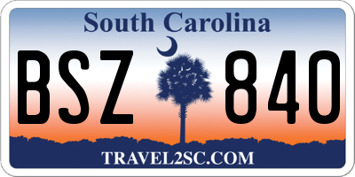 SC license plate BSZ840