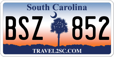 SC license plate BSZ852