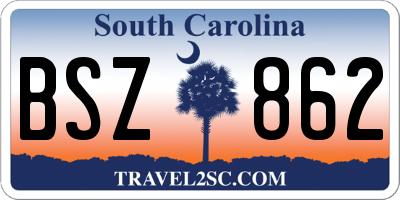 SC license plate BSZ862
