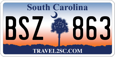 SC license plate BSZ863