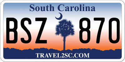 SC license plate BSZ870