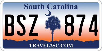 SC license plate BSZ874