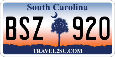 SC license plate BSZ920