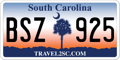 SC license plate BSZ925