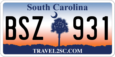 SC license plate BSZ931