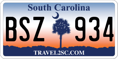 SC license plate BSZ934