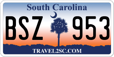 SC license plate BSZ953