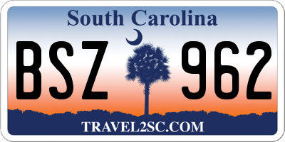 SC license plate BSZ962