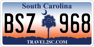 SC license plate BSZ968