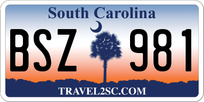SC license plate BSZ981