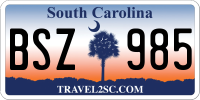 SC license plate BSZ985