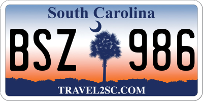 SC license plate BSZ986