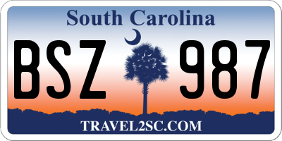 SC license plate BSZ987