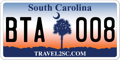 SC license plate BTA008