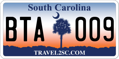 SC license plate BTA009