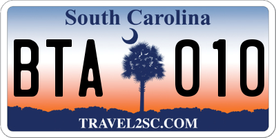 SC license plate BTA010