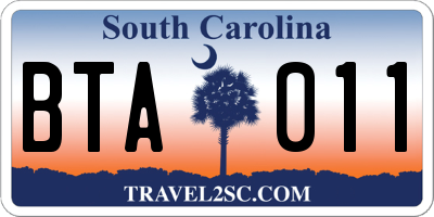 SC license plate BTA011