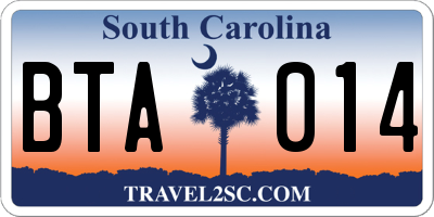 SC license plate BTA014