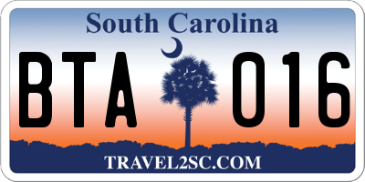 SC license plate BTA016