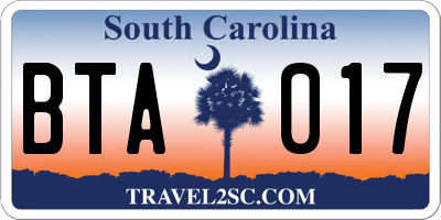 SC license plate BTA017