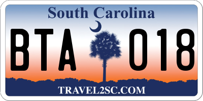 SC license plate BTA018